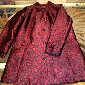 Leopard printed coat in burgandy